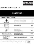 Hitachi 53SBX10B Projection Television User Manual