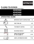 Hitachi 42HDX60 Flat Panel Television User Manual