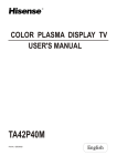 Hisense Group TA42P40M Flat Panel Television User Manual