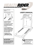 Healthrider 900hrc Treadmill User Manual