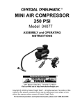 Harbor Freight Tools 4077 Air Compressor User Manual