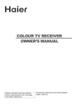 Haier 29FA18 TV Receiver User Manual