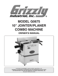 Grizzly G0675 Planer User Manual