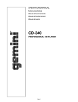 Gemini CD-100 Car Stereo System User Manual