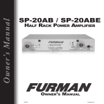 Furman Sound SP-20ABE Stereo Amplifier User Manual