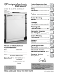Frigidaire 650 Series Dishwasher User Manual