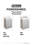 Fellowes 320, 320C, 320-2HS, 380, 380C Paper Shredder User Manual