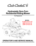Cub Cadet 18.5HP Z-Force 42 Lawn Mower User Manual