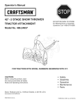 Craftsman 486.24837 Snow Blower User Manual