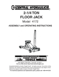 Central Hydraulics Model 4172 Automobile Parts User Manual
