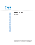 Cary Audio Design 7.25 Stereo Amplifier User Manual