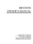 Bryston 3B SST Stereo Amplifier User Manual