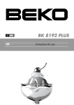 Beko BK 8192 PLUS Refrigerator User Manual