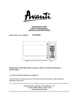 Avanti MO1400SST Microwave Oven User Manual