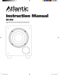 Atlantic Technology SB-900 Speaker User Manual