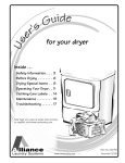 Alliance Laundry Systems DRY2025N Clothes Dryer User Manual