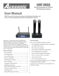 Acesonic UHF-2932 Microphone User Manual