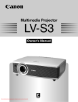 Canon LV S3 - SVGA LCD Projector Owner`s manual