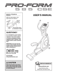 ProForm 585 Cse Elliptical User`s manual