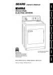 Sears Kenmore 29-Inch Wide ELECTRIC DRYERS Operating instructions