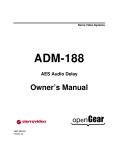 SIERRA VIDEO SYSTEMS ADM-188 Owner`s manual