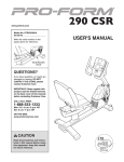 Pro-Form PFEX02309.0 User`s manual