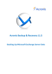 ACRONIS RECOVERY - FOR MICROSOFT EXCHANGE Installation guide