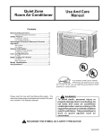 Quiet Zone Room Air Conditioner Use And Care Manual