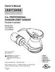 Craftsman 11218 - 5 in. Random Orbit Sander Owner`s manual