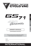Cyclo Vac GS71 Owner`s manual