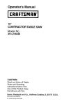 Craftsman 21833 - Professional Contractor Table Saw Operator`s manual
