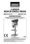 Draper Drill Press Owner`s manual