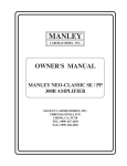 Manley SE/PP 300B Owner`s manual