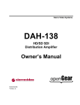 SIERRA VIDEO SYSTEMS DAH-138 Owner`s manual