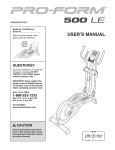 ProForm 500 F Elliptical User`s manual