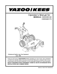 Yazoo/Kees KHKW48170 Operator`s manual
