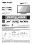 Sharp Aquos LC-37D44U Operating instructions