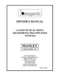 Manley LANGEVIN DUAL Owner`s manual