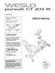 Weslo E 20 User`s manual