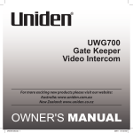 Uniden UWG700 Owner`s manual
