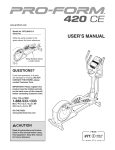 ProForm 420 Ce Elliptical User`s manual