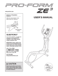 Pro-Form ZE 3 User`s manual