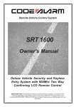 Code Alarm SRT 1600 Owner`s manual