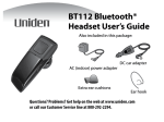 Uniden BT112 User`s guide