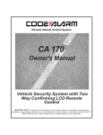 Code Alarm CA 170 Owner`s manual