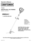 Craftsman WEEDWACKER 316.791910 Operator`s manual