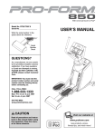 ProForm 850 Elliptical User`s manual