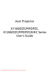 Acer X1160ZC User`s guide