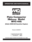 MULTIQUIP MVC-88VGEW Specifications