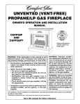 Comfort Glow UNVENTED (VENT-FREE)PROPANE GAS FIREPLACE Installation manual